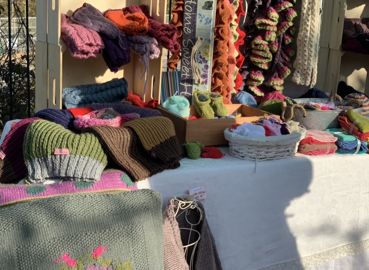 Baby shoes, scarves, hats, gloves, cat toys, cushions, tea cosies!